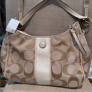 Coach Beige and Cream Signature Shoulder Bag NWT org $298.